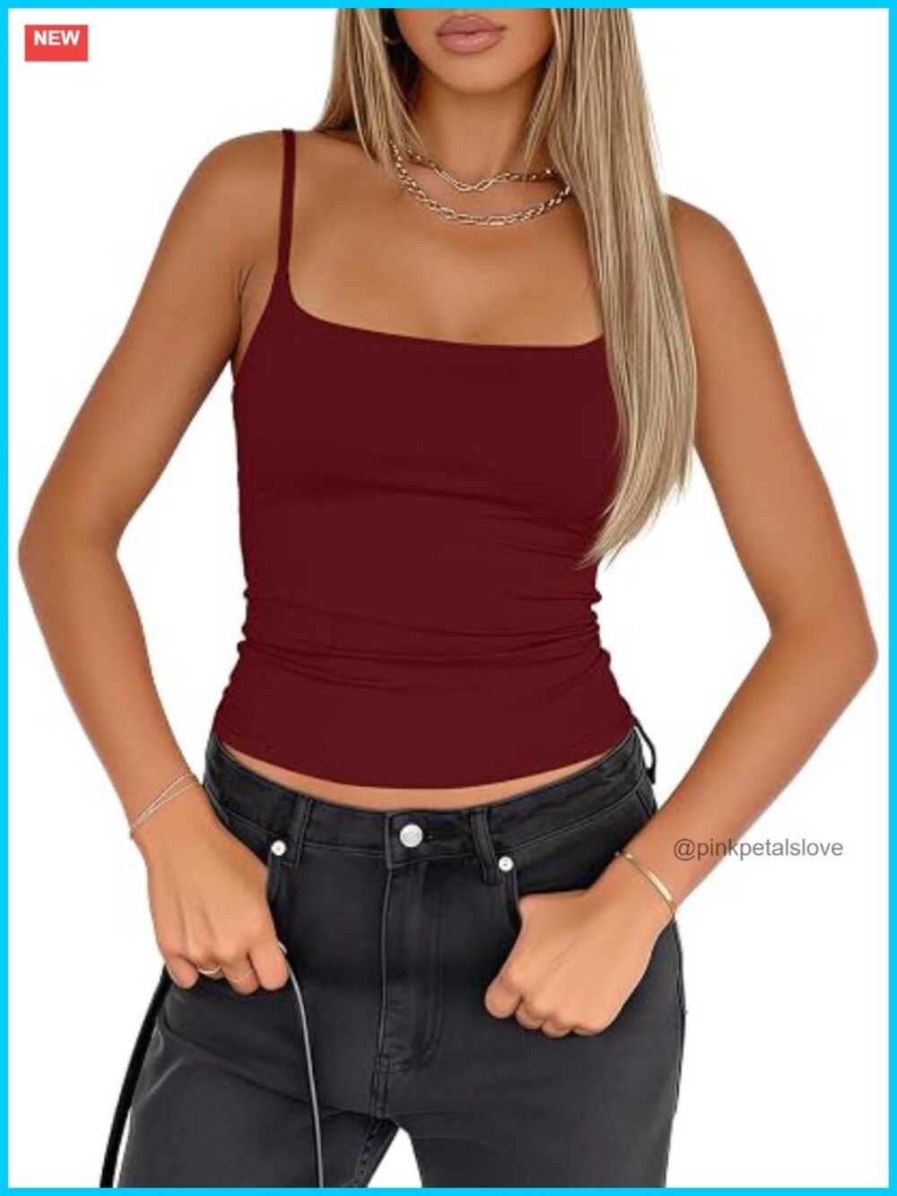 Women Padded Tank Top Built in Bra Adjustable Spaghetti Straps Double Lined